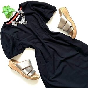 Anthropologie Velvet Graham and Spencer Black Puff Sleeve Mini Dress Pockets S